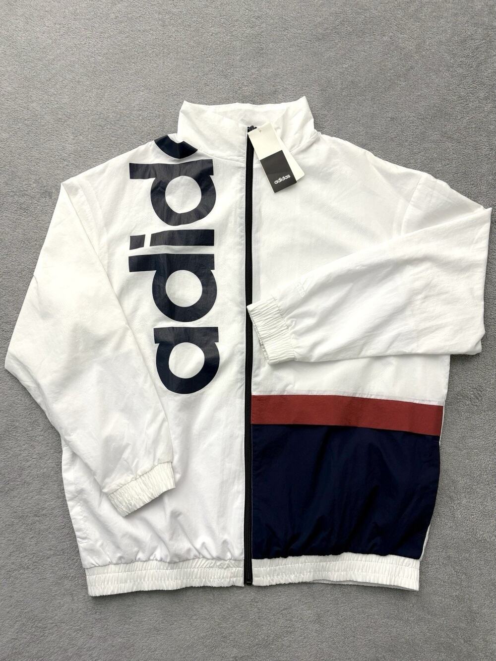 adidas Multi Sport Track Jacket Women’s L White/Red/Blue Full Zip NWT $65